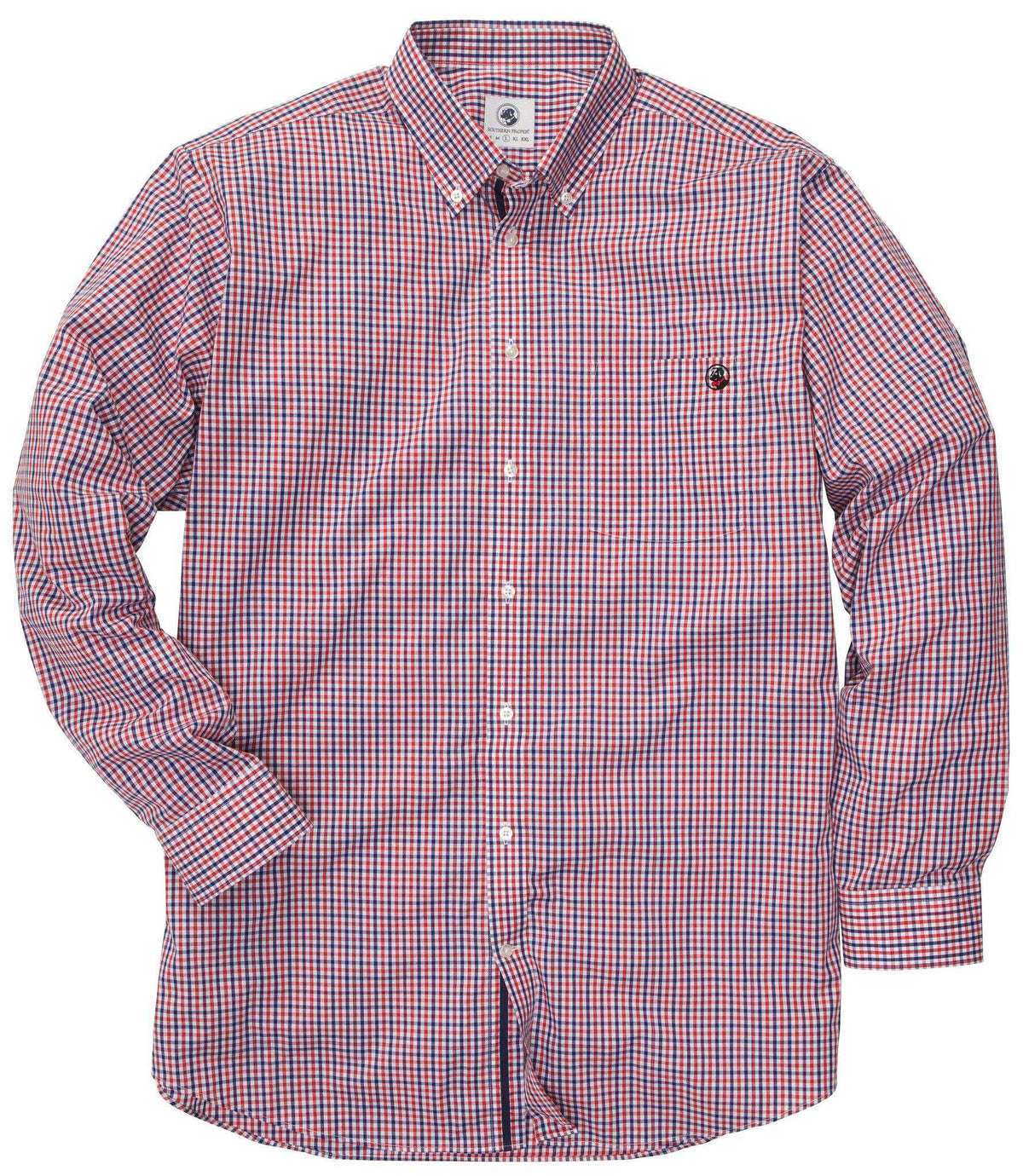 Goal Line Shirt in Navy & Red Check by Southern Proper - Country Club Prep