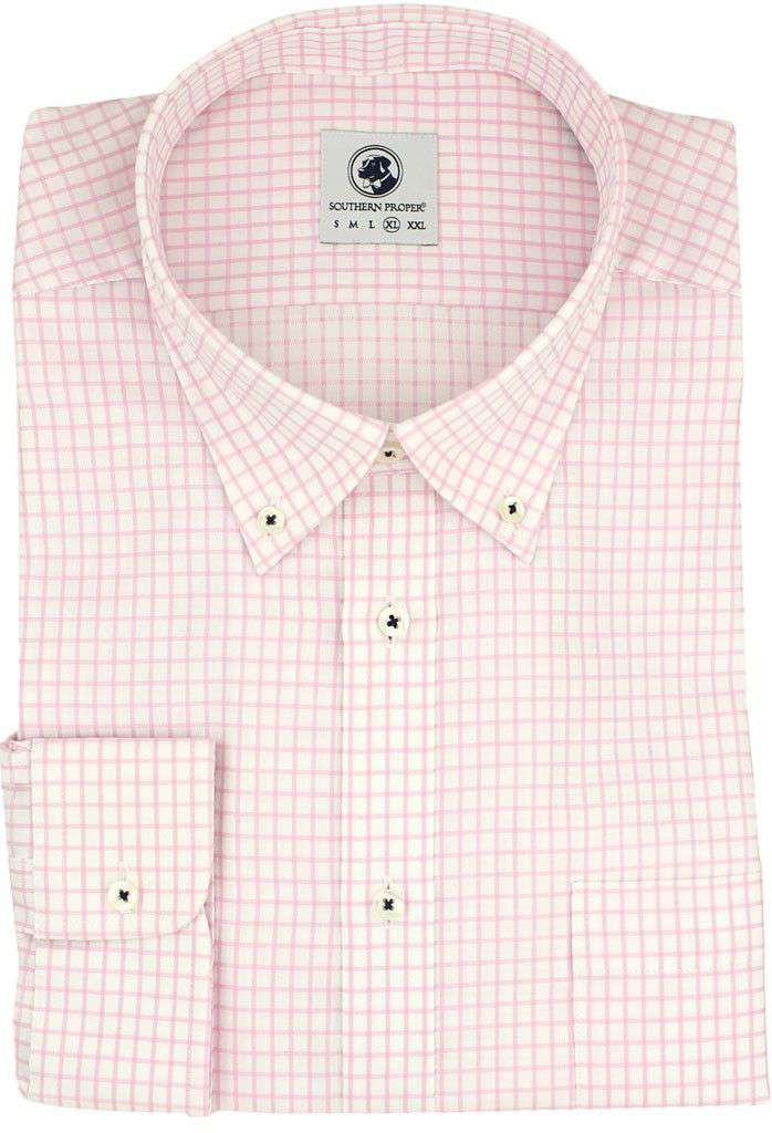 Goal Line Shirt in Pink Tattersall by Southern Proper - Country Club Prep