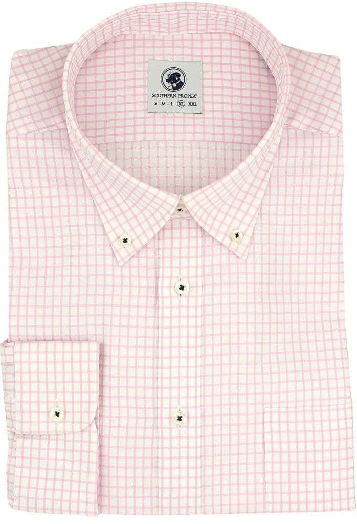 Goal Line Shirt in Pink Tattersall by Southern Proper - Country Club Prep