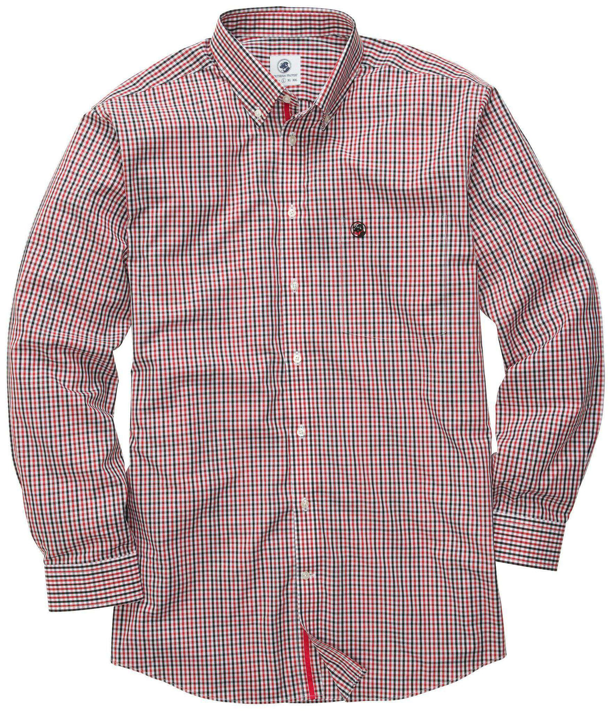 Goal Line Shirt in Red & Black Check by Southern Proper - Country Club Prep