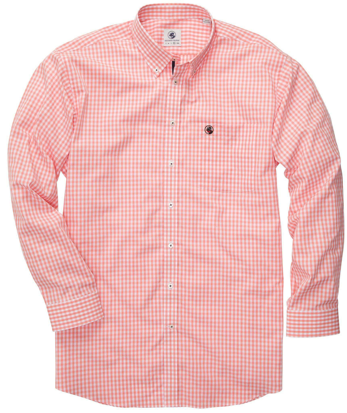 Goal Line Shirt in Salmon Gingham by Southern Proper - Country Club Prep