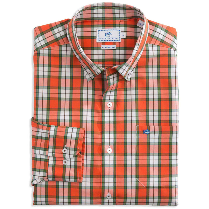 Grandview Plaid Sport Shirt in Orange Sky by Southern Tide - Country Club Prep
