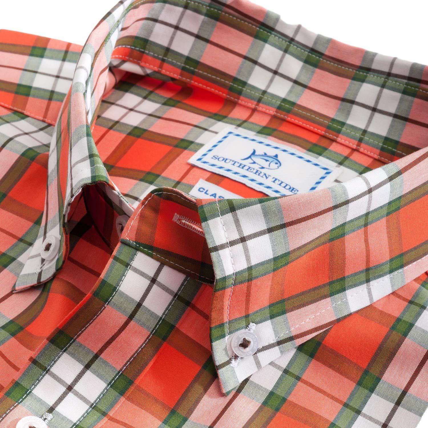 Grandview Plaid Sport Shirt in Orange Sky by Southern Tide - Country Club Prep