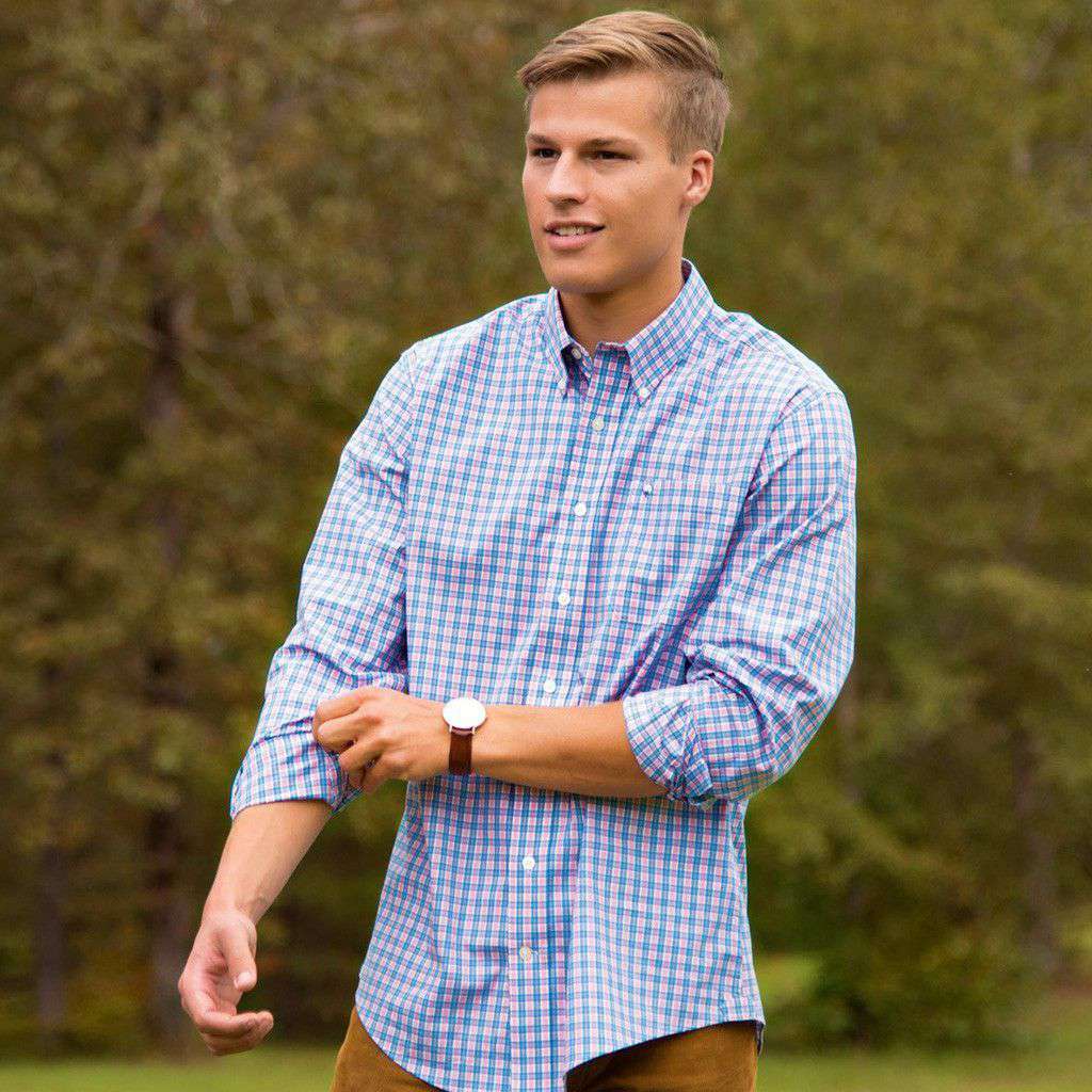 Harbor Plaid Cotton Club Shirt in Harbor Blue by The Southern Shirt Co. - Country Club Prep
