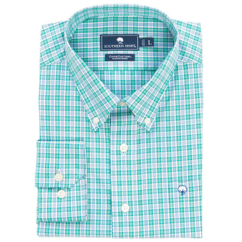 Harbor Plaid Cotton Club Shirt in Sea Green by The Southern Shirt Co. - Country Club Prep