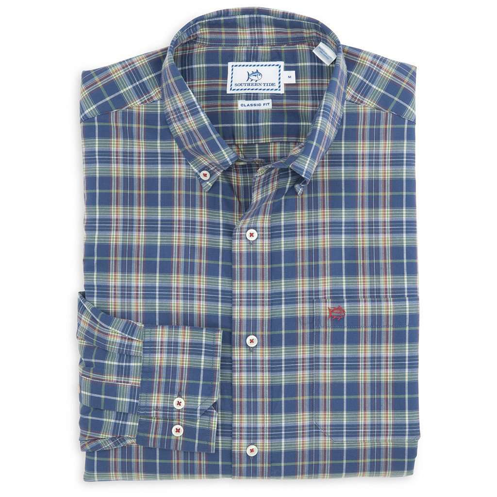 High Ropes Plaid Sport Shirt in Blue Night by Southern Tide - Country Club Prep