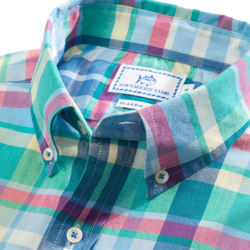 Lafayette Square Plaid Short Sleeve Sport Shirt in Blue Stream by Southern Tide - Country Club Prep