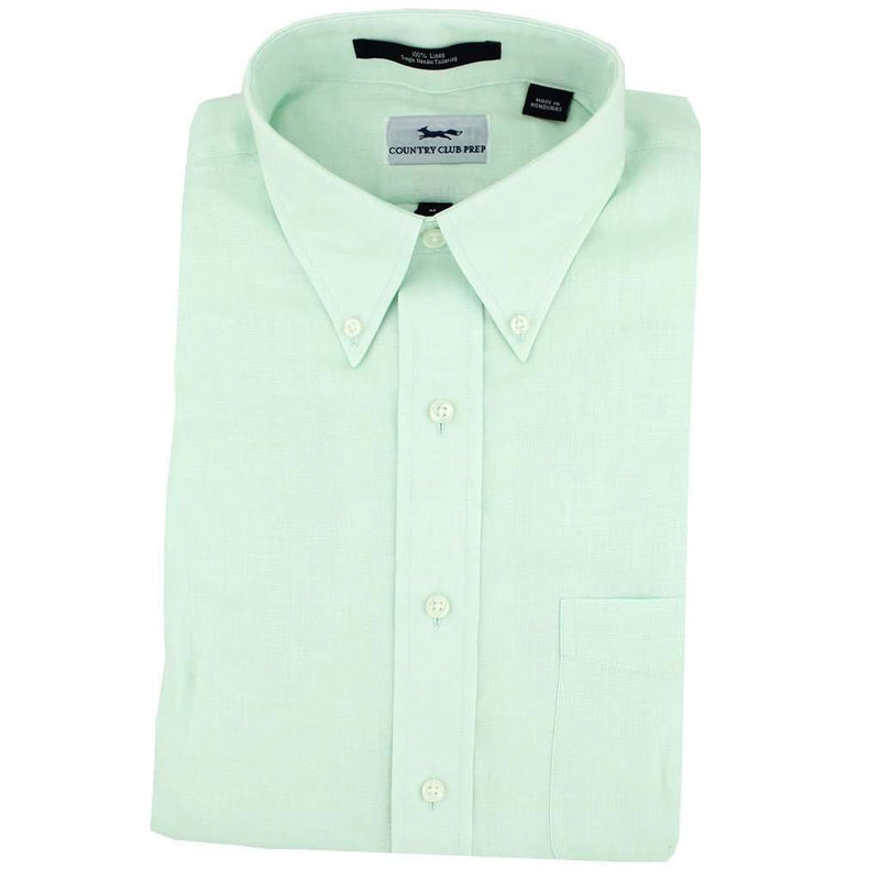 Linen Button Down in Mint by Country Club Prep - Country Club Prep