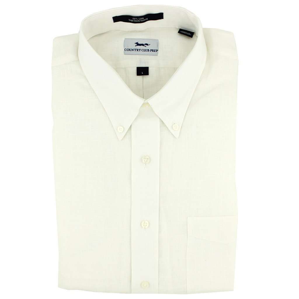 Linen Button Down in White by Country Club Prep - Country Club Prep