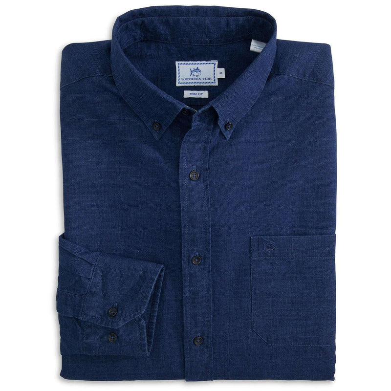 Logan End on End Sport Shirt in Indigo by Southern Tide - Country Club Prep