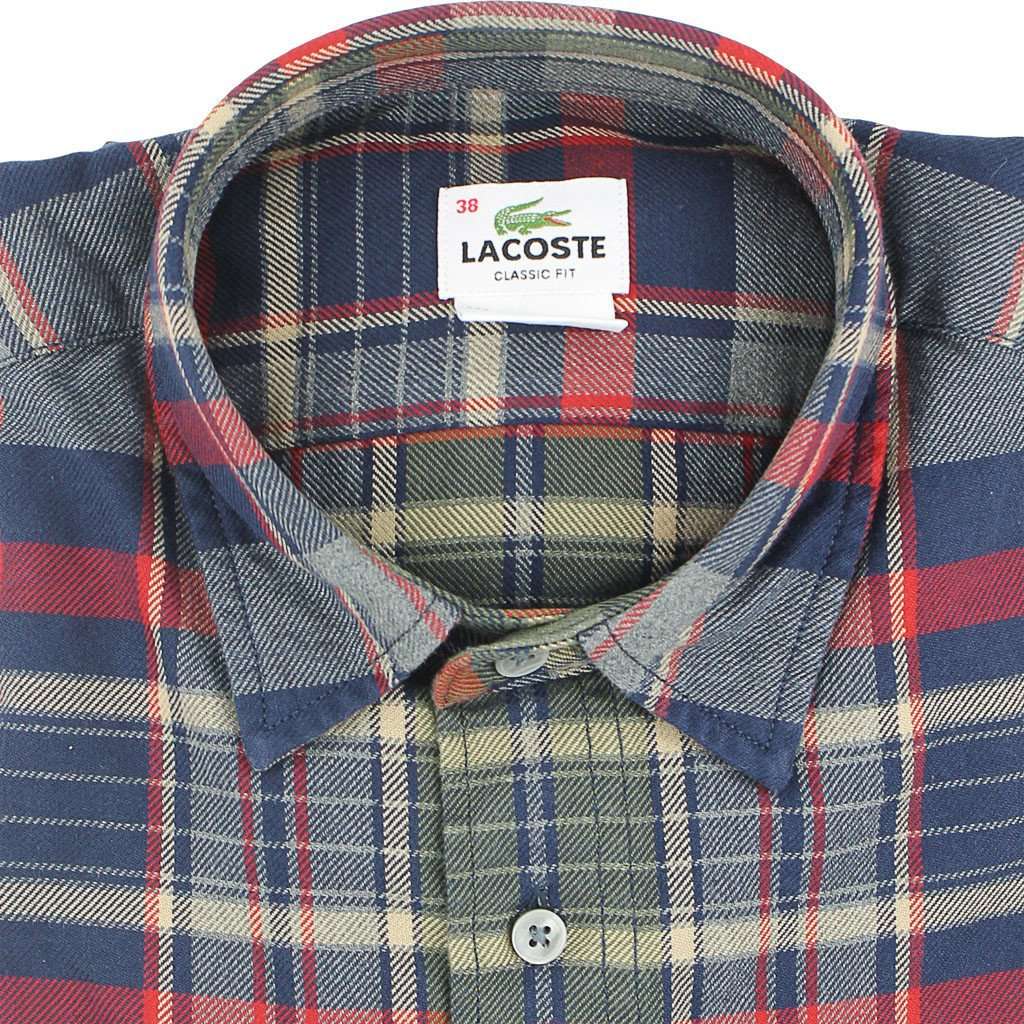 Long Sleeve Woven Flannel in Plaid by Lacoste - Country Club Prep