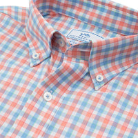 Market Square Gingham Intercoastal Performance Shirt in Nectar Coral by Southern Tide - Country Club Prep