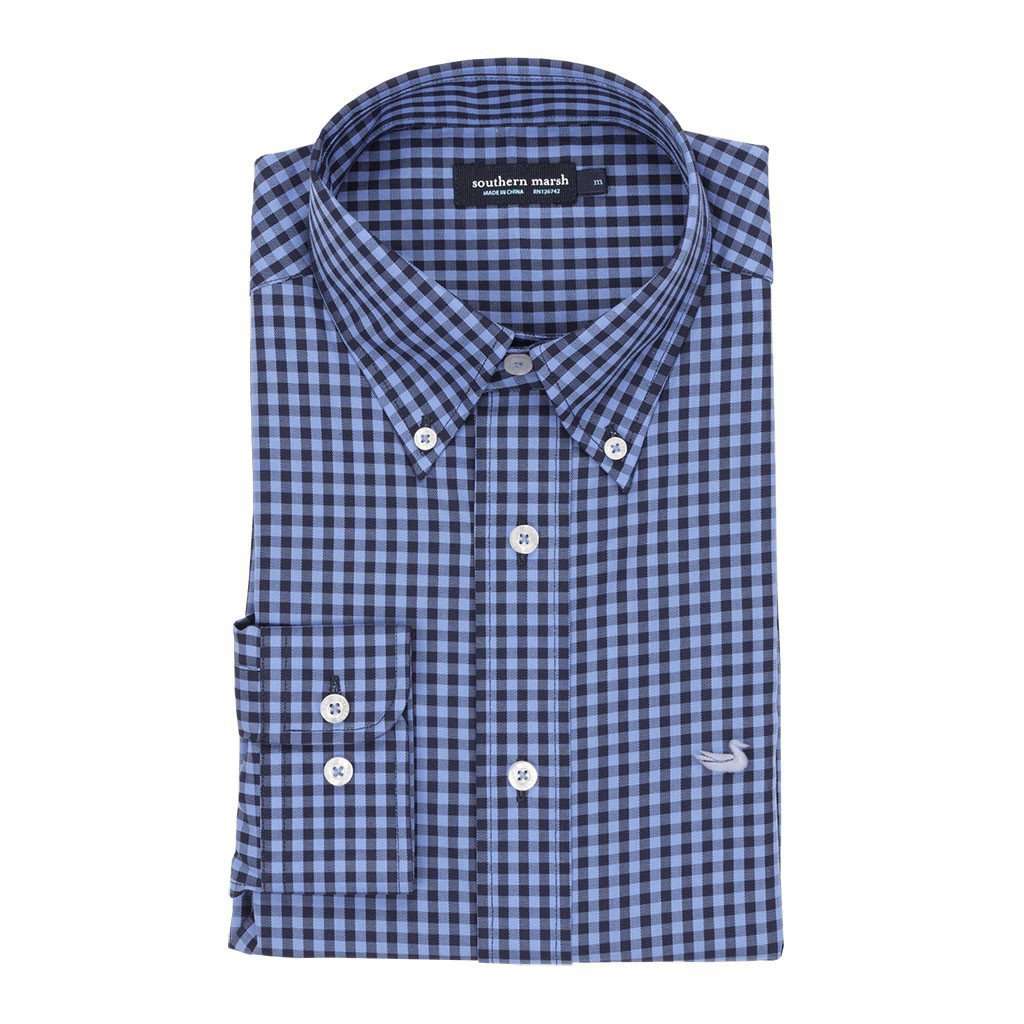 Memphis Gingham Dress Shirt in Navy and Blue by Southern Marsh - Country Club Prep