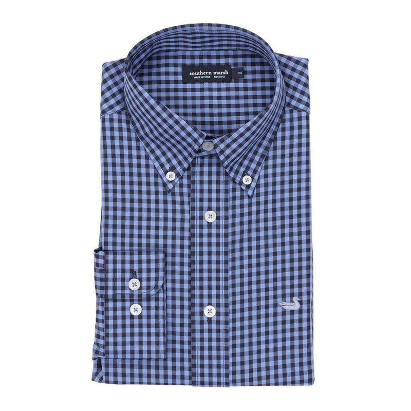 Memphis Gingham Dress Shirt in Navy and Blue by Southern Marsh - Country Club Prep