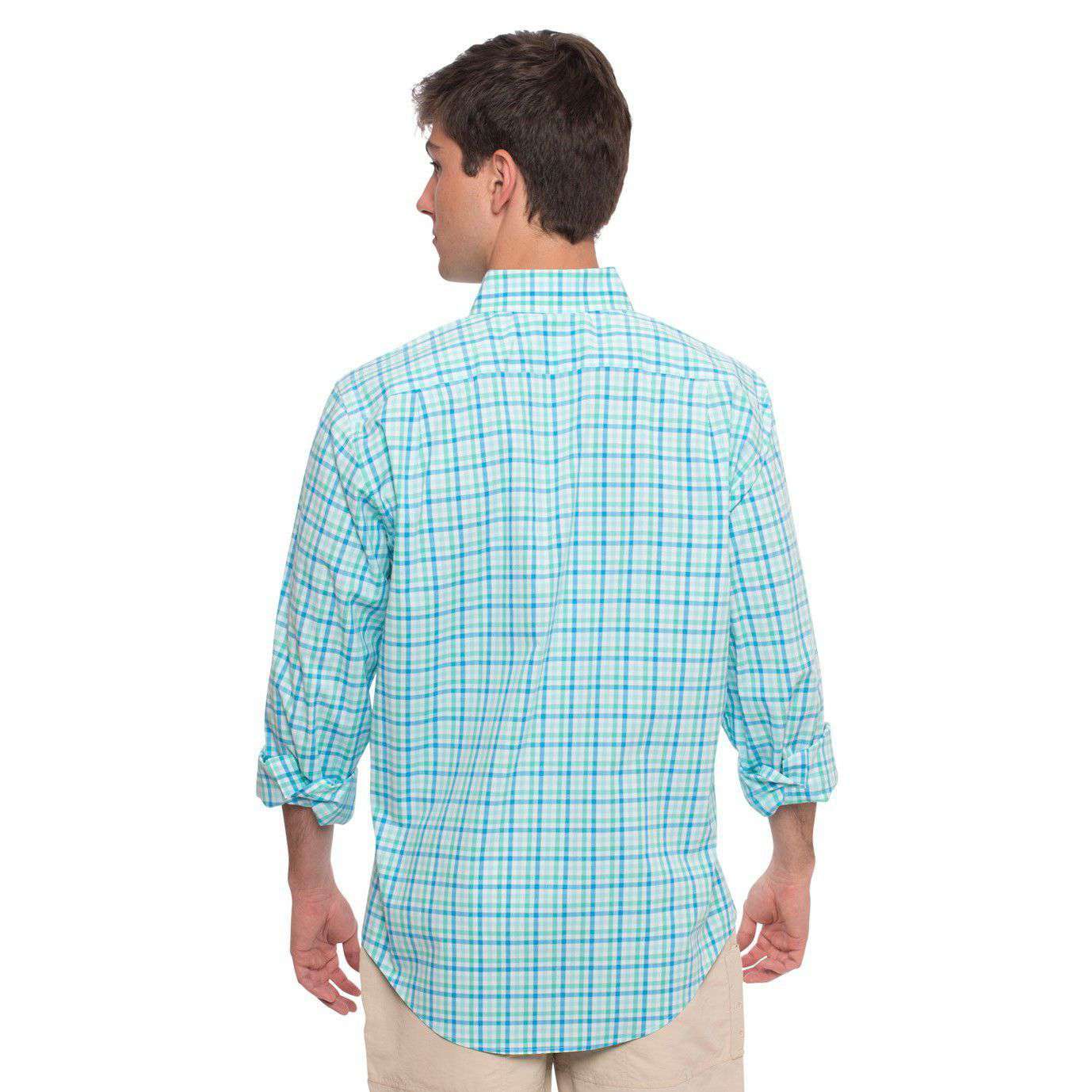 Southern Shirt Company Midtown Plaid Cotton Club Shirt in Aqua Green –  Country Club Prep