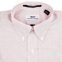 Mini Cross Check Button Down in Crimson by Country Club Prep - Country Club Prep