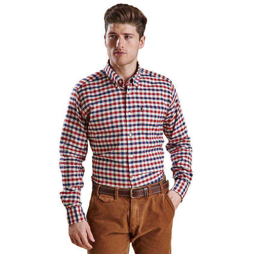 Moss Tailored Fit Button Down in Red by Barbour - Country Club Prep