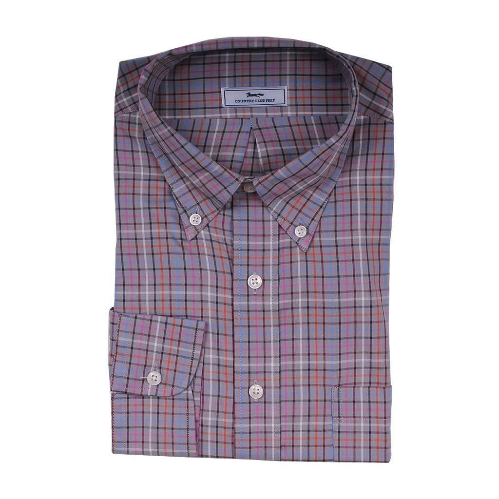 Mini Check Button Down in Red and White by Country Club Prep main image 0