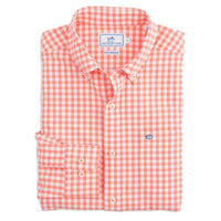 Nassau Gingham Intercoastal Performance Shirt in Peach Fizz by Southern Tide - Country Club Prep