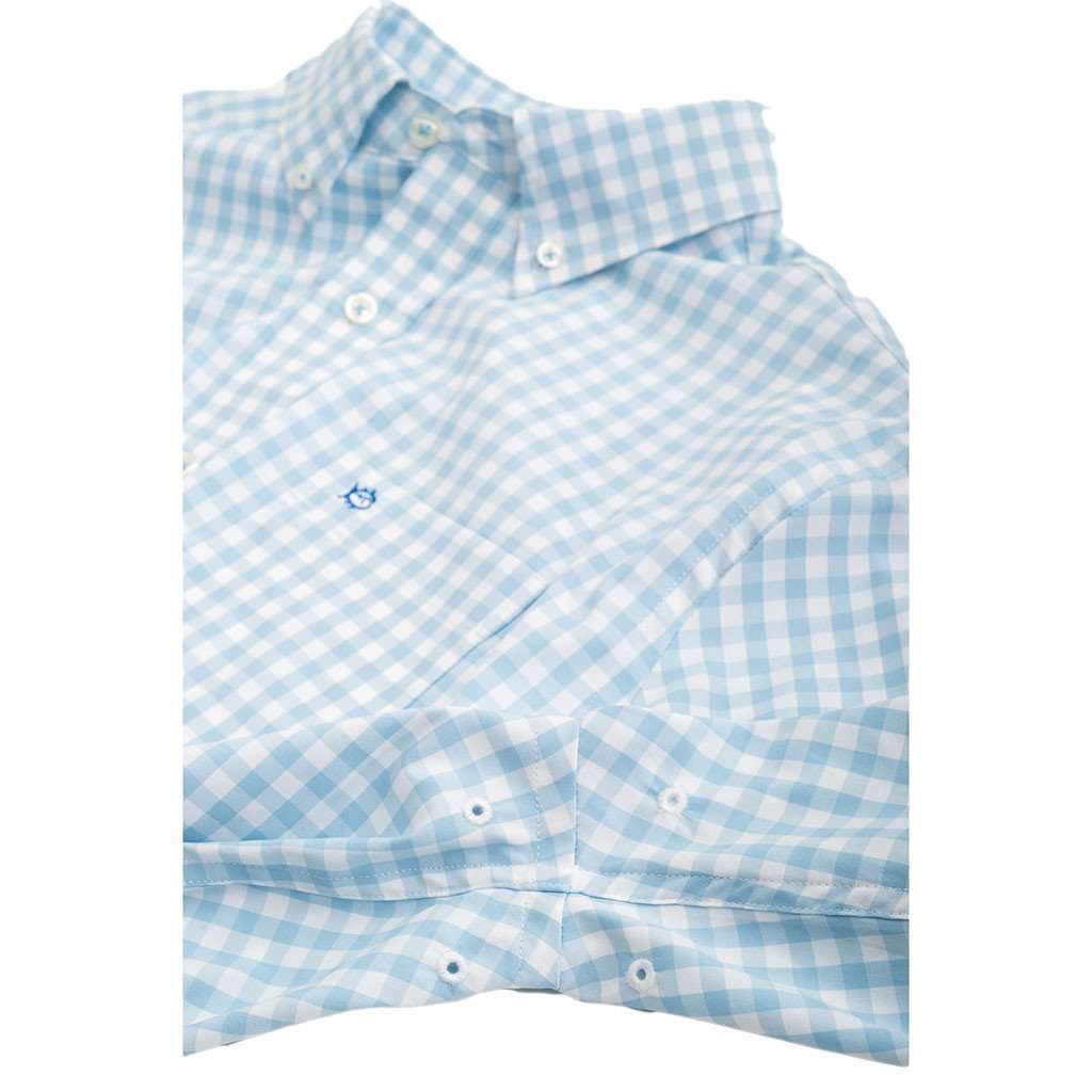 Nassau Gingham Intercoastal Performance Shirt in Sky Blue by Southern Tide - Country Club Prep