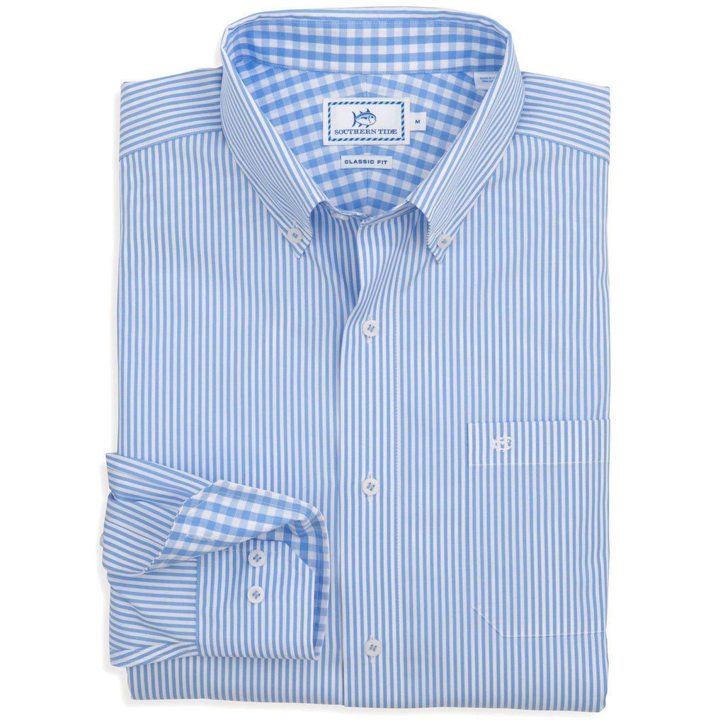 Southern Tide New Street Stripe Sport Shirt in Sail Blue – Country Club ...