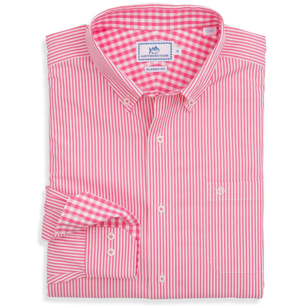 New Street Stripe Sport Shirt in Ultra Pink by Southern Tide - Country Club Prep