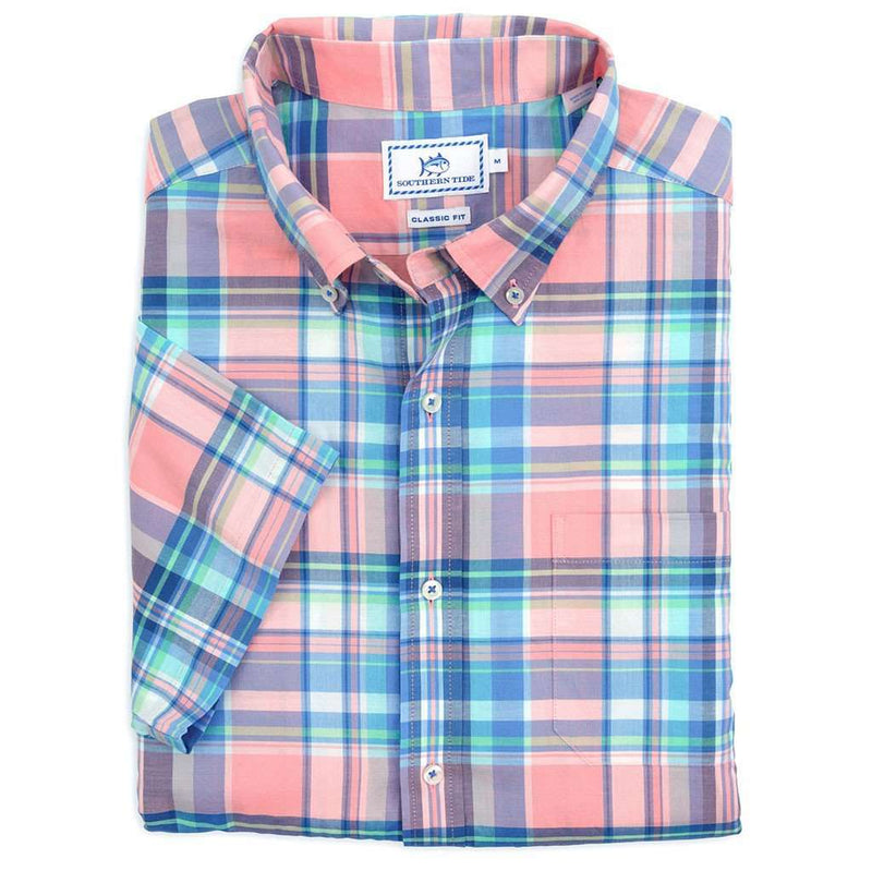 Ocean Boulevard Plaid Sport Shirt in Light Coral by Southern Tide - Country Club Prep