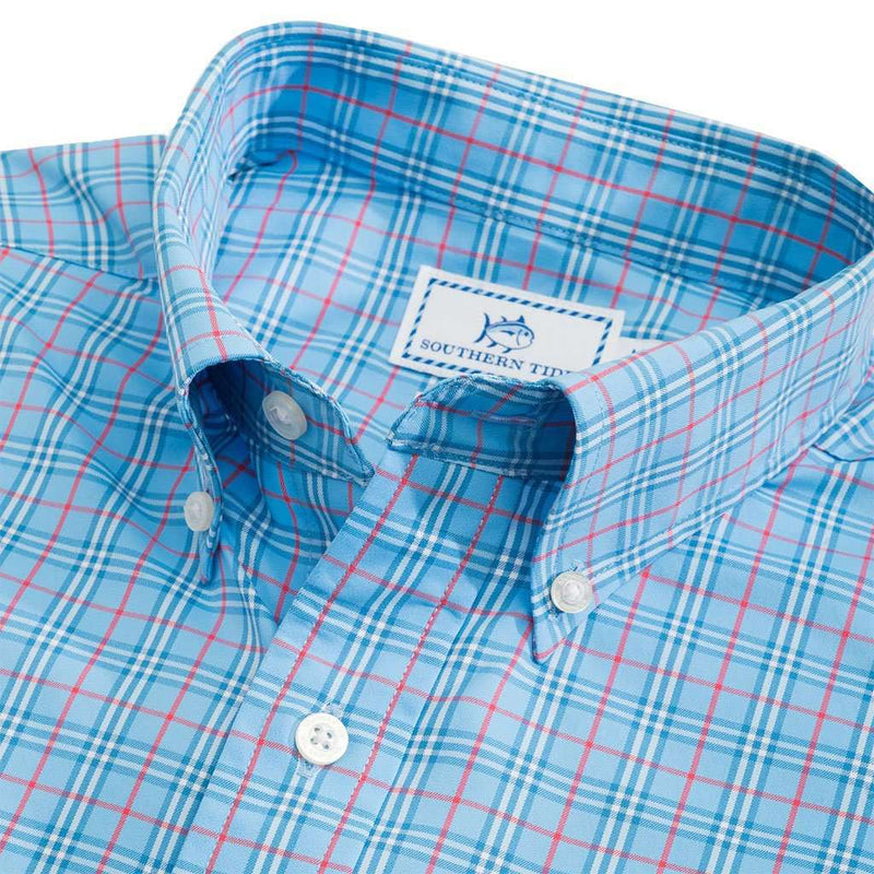 Ocean Highway Plaid Intercoastal Performance Shirt in Ocean Channel by Southern Tide - Country Club Prep