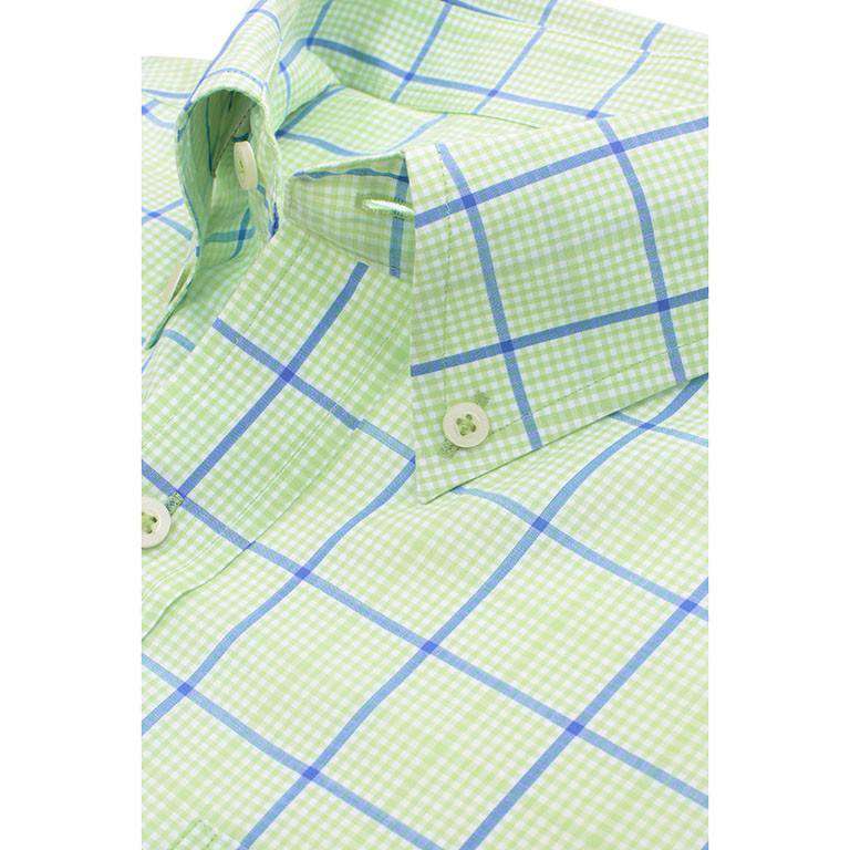 On Course Plaid Tailored Fit Sport Shirt in Lime by Southern Tide - Country Club Prep