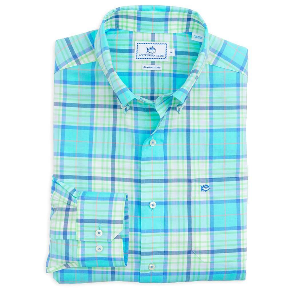 Open Sea Plaid Sport Shirt in Crystal Blue by Southern Tide - Country Club Prep