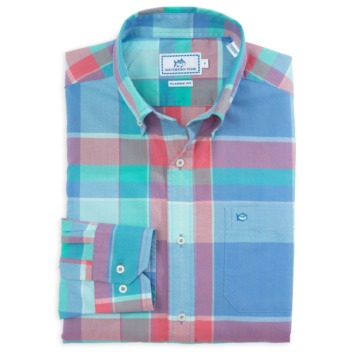 Osceloa Plaid Classic Fit Sport Shirt in Seaglass Blue by Southern Tide - Country Club Prep