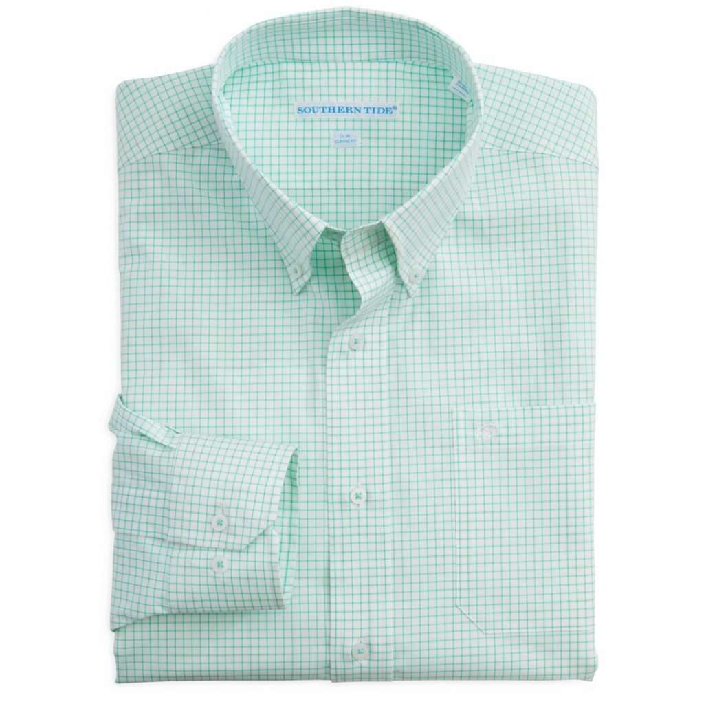 Palm Valley Plaid Classic Fit Sport Shirt in Bermuda Teal by Southern Tide - Country Club Prep