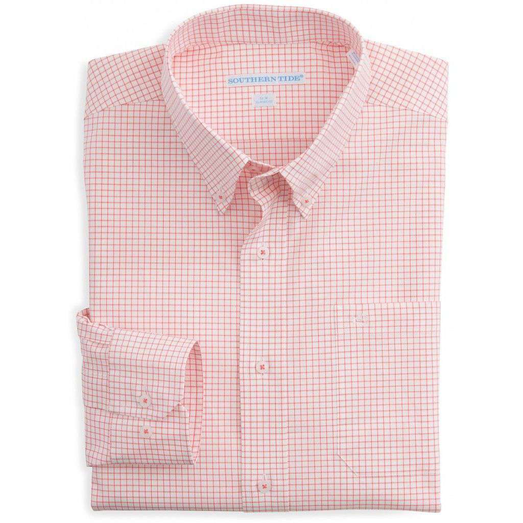 Palm Valley Plaid Classic Fit Sport Shirt in Coral Beach by Southern Tide - Country Club Prep