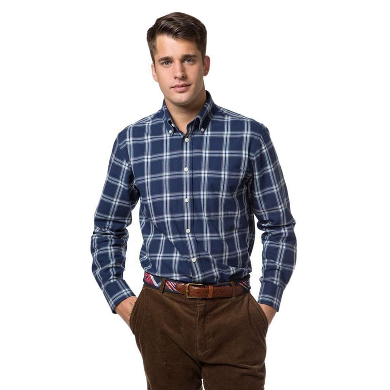 Palmer Southern Shirt in Navy Plaid by Southern Proper - Country Club Prep