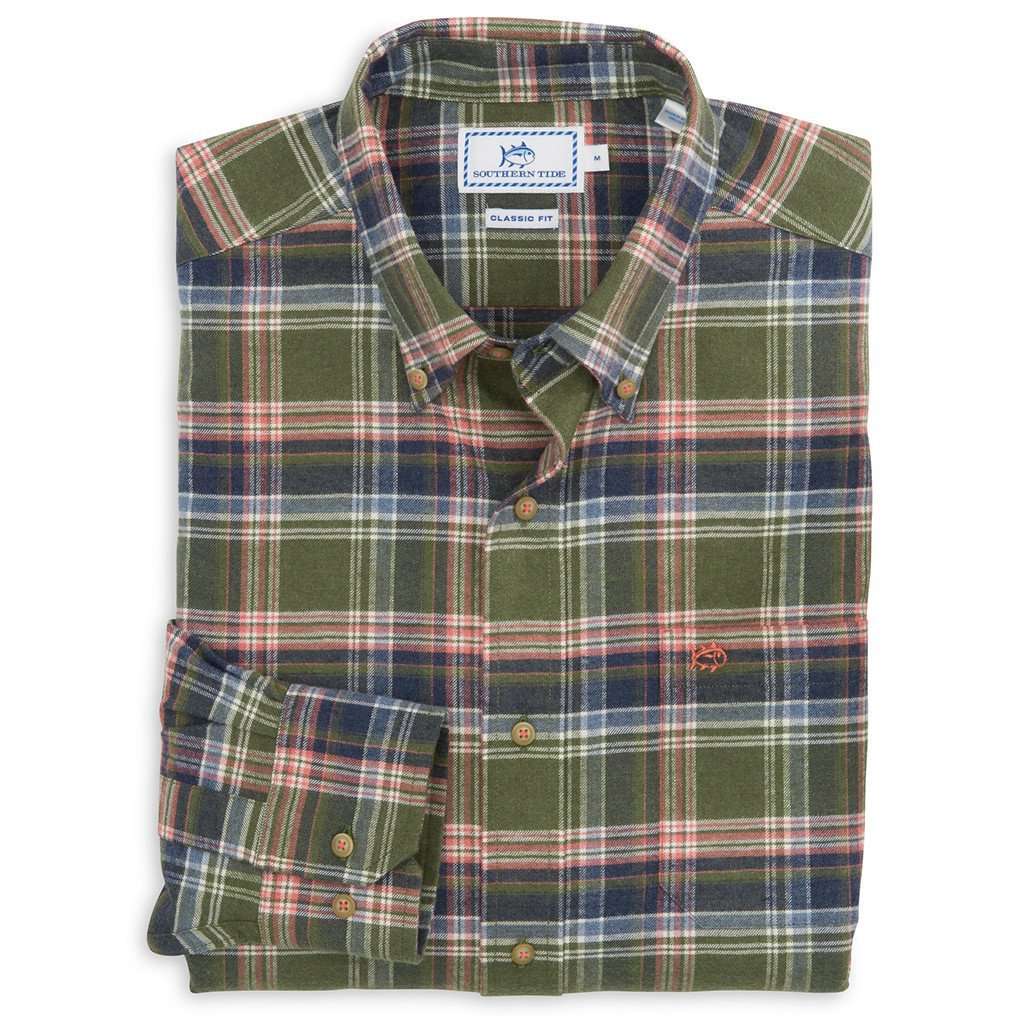 Pisgah Plaid Sport Shirt in Dark Sage by Southern Tide – Country Club Prep