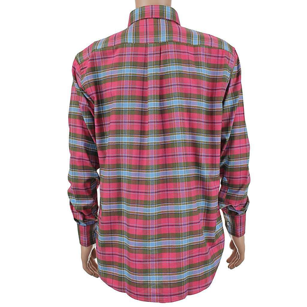 Plantation Flannel Button Down in Raspberry Red by Southern Point Co. - Country Club Prep
