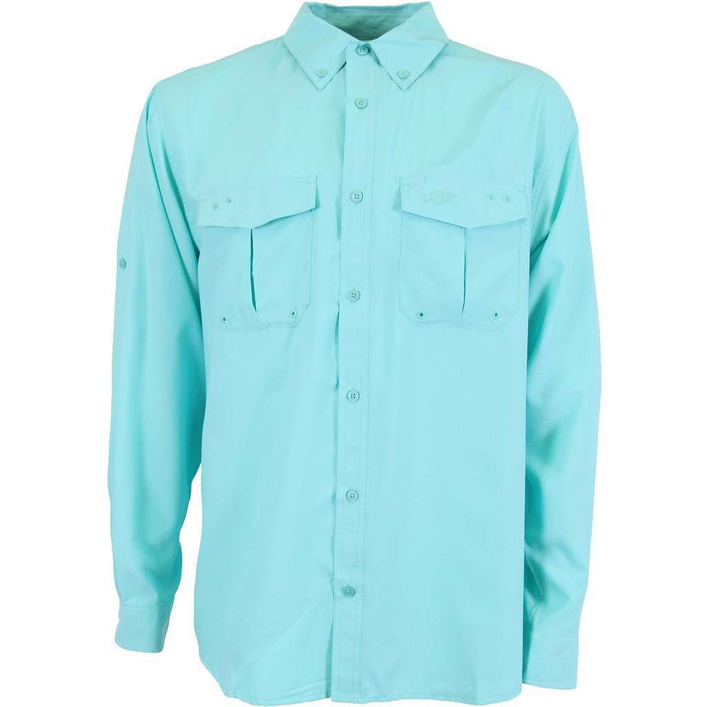Rangle Long Sleeve Technical Shirt in Mint by AFTCO - Country Club Prep