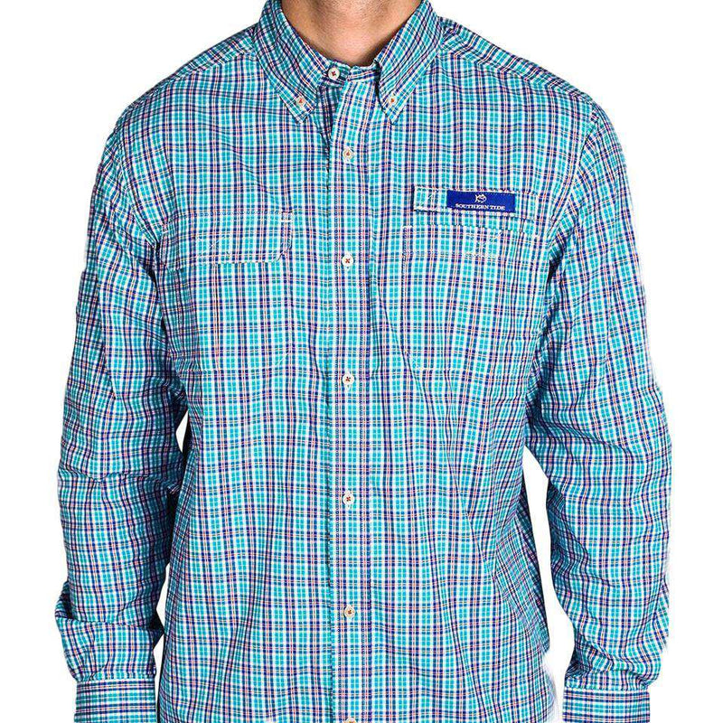 Southern Tide Red Drum Plaid Fishing Shirt in Atlas Green