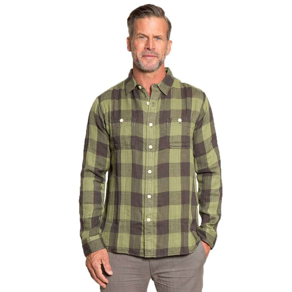 Road House Checks Long Sleeve 2 Pocket Shirt in Green by True Grit - Country Club Prep