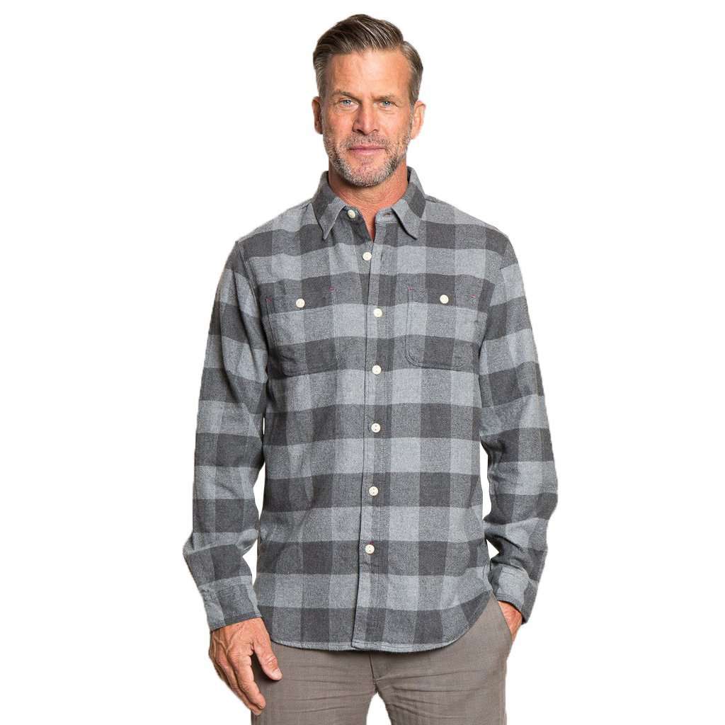 Roadtrip Plaid Long Sleeve 2 Pocket Shirt in Charcoal Grey by True Grit - Country Club Prep