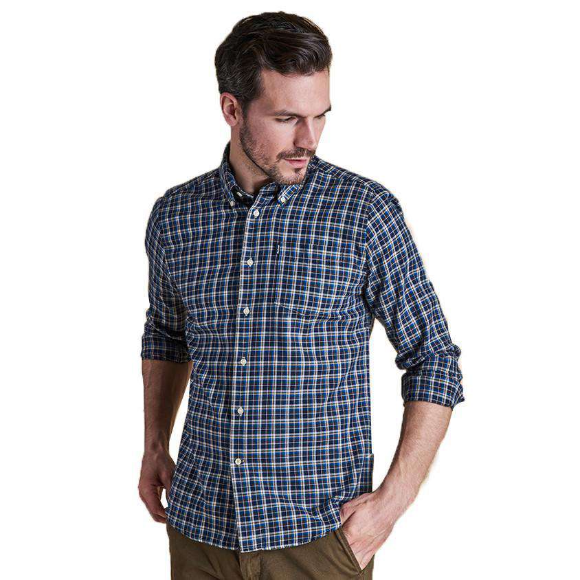 Rory Tailored Fit Button Down in Navy by Barbour - Country Club Prep