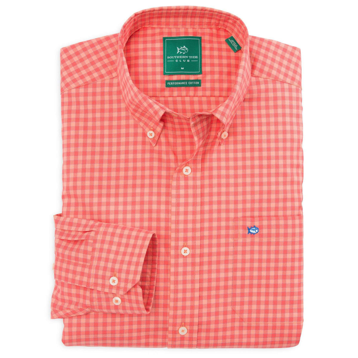 Sage Valley Check Performance Sport Shirt in Sunset by Southern Tide - Country Club Prep