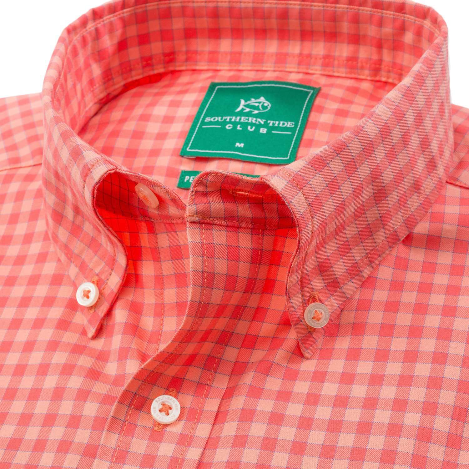 Sage Valley Check Performance Sport Shirt in Sunset by Southern Tide - Country Club Prep