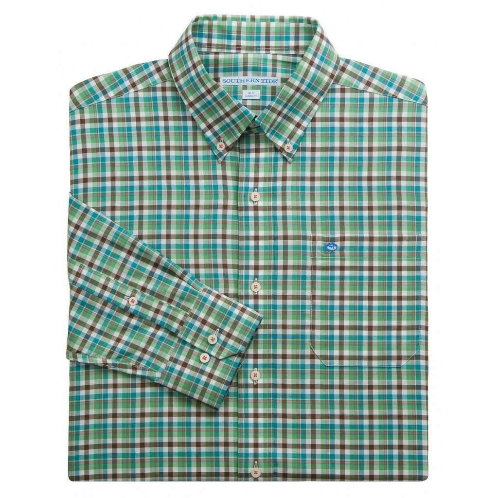 Salem Plaid Classic Fit Sport Shirt in Rough Water by Southern Tide - Country Club Prep