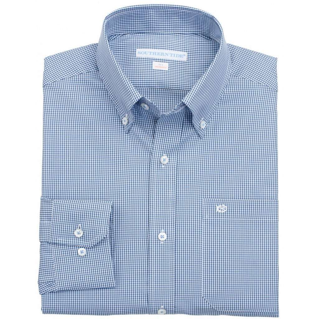 Sea Island Check Tailored Sport Shirt in Yacht Blue by Southern Tide - Country Club Prep