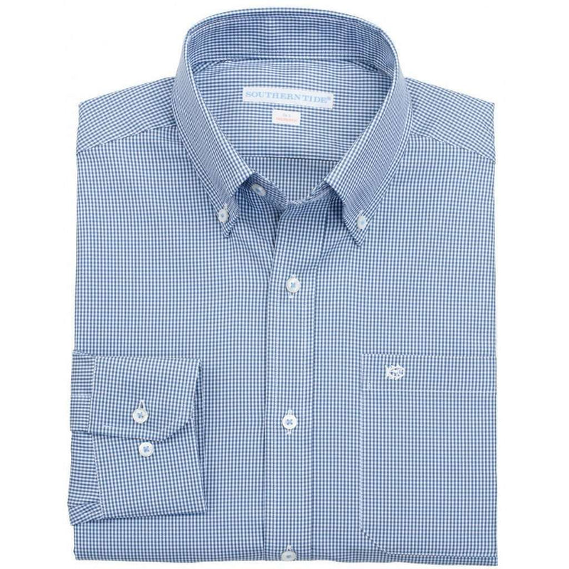 Sea Island Check Tailored Sport Shirt in Yacht Blue by Southern Tide - Country Club Prep