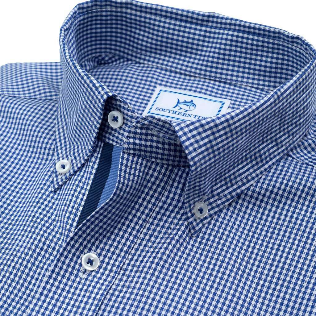 Seafaring Micro Gingham Sport Shirt in University Blue by Southern Tide - Country Club Prep