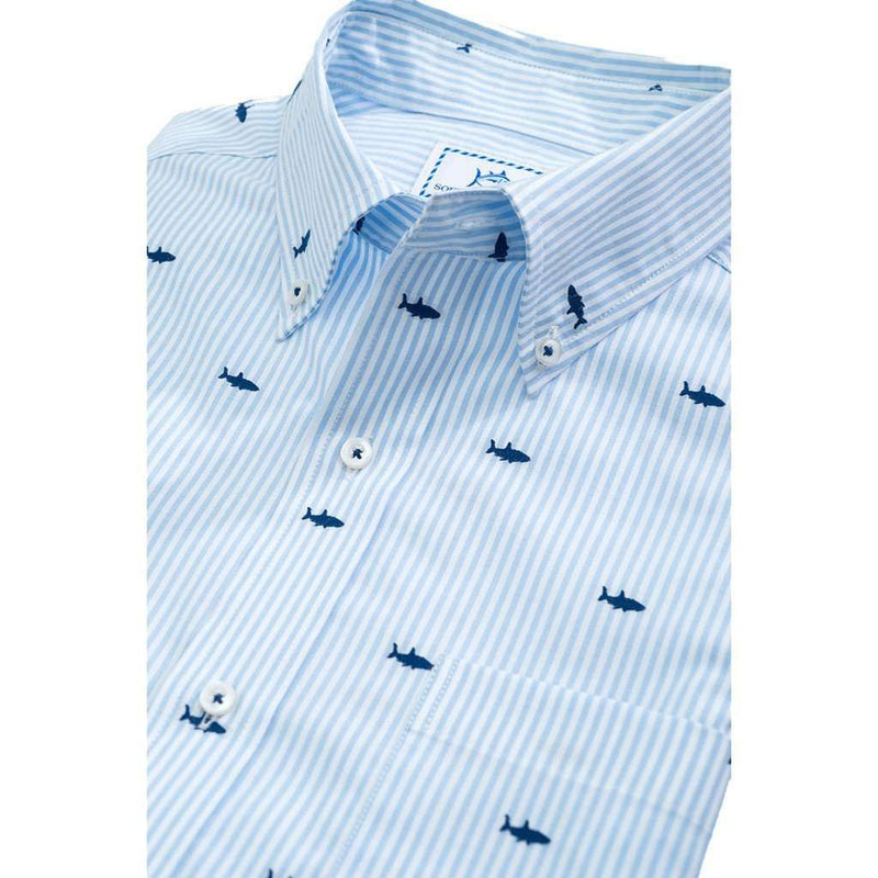 Set Adrift Stripe Short Sleeve Sport Shirt in Ocean Channel by Southern Tide - Country Club Prep