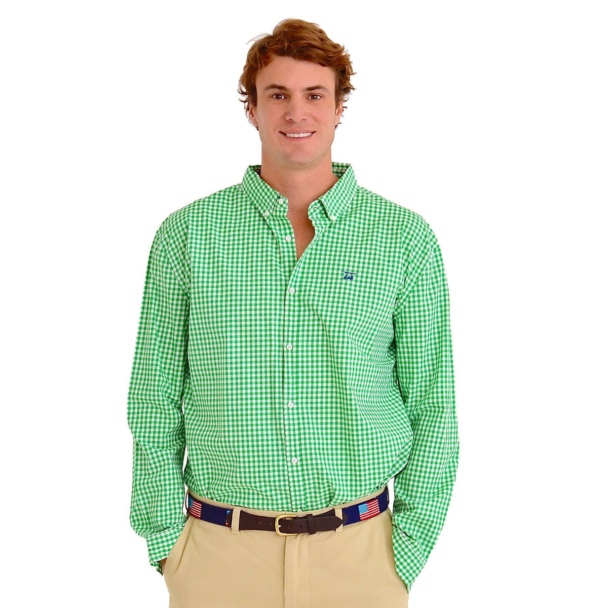 Shoals Club Button Down in Green Gingham by Bald Head Blues - Country Club Prep