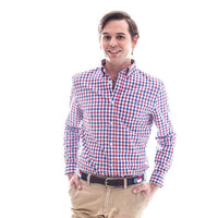 Shoals Club Button Down Shirt in Red Check by Bald Head Blues - Country Club Prep